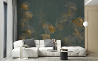 Gold leaves mural for sophisticated wall accents
