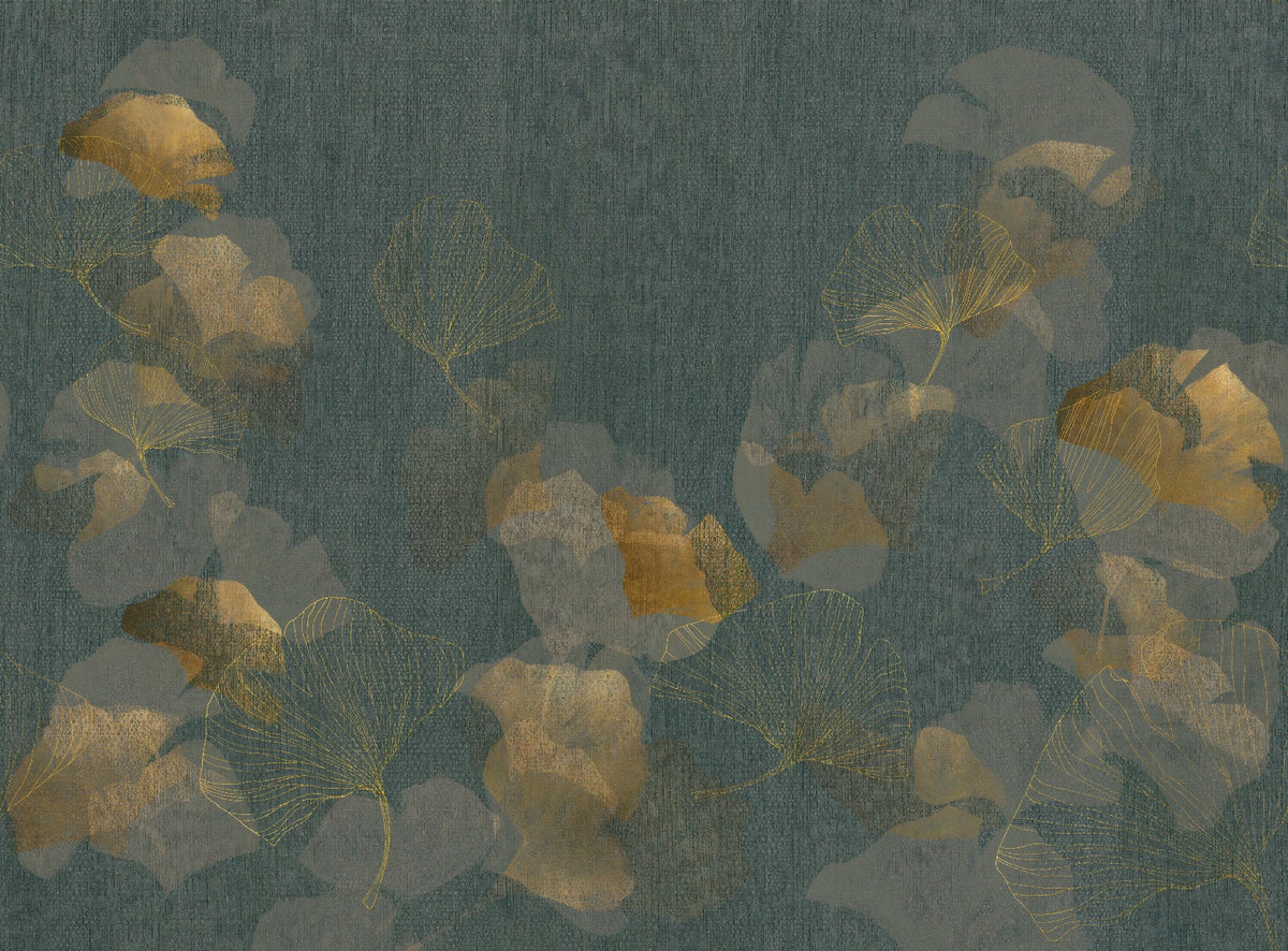 Gold Leaves Wallpaper Murals in your room — zoomed