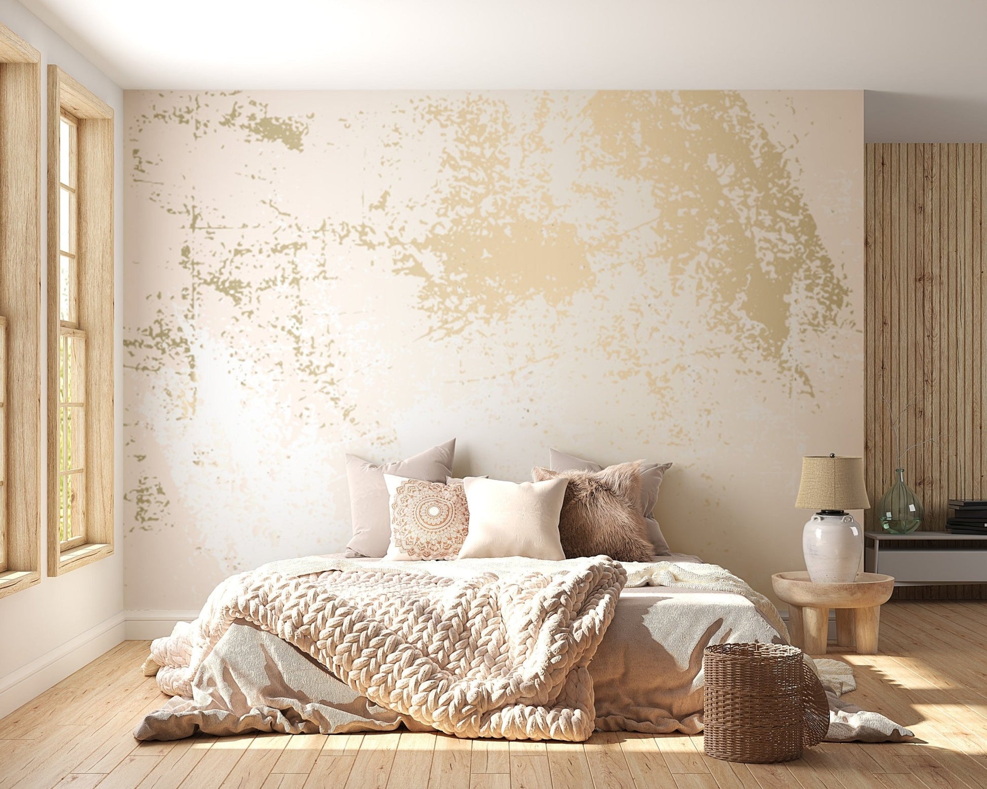 Gold marble wall mural wallpaper for a lavish modern look.
