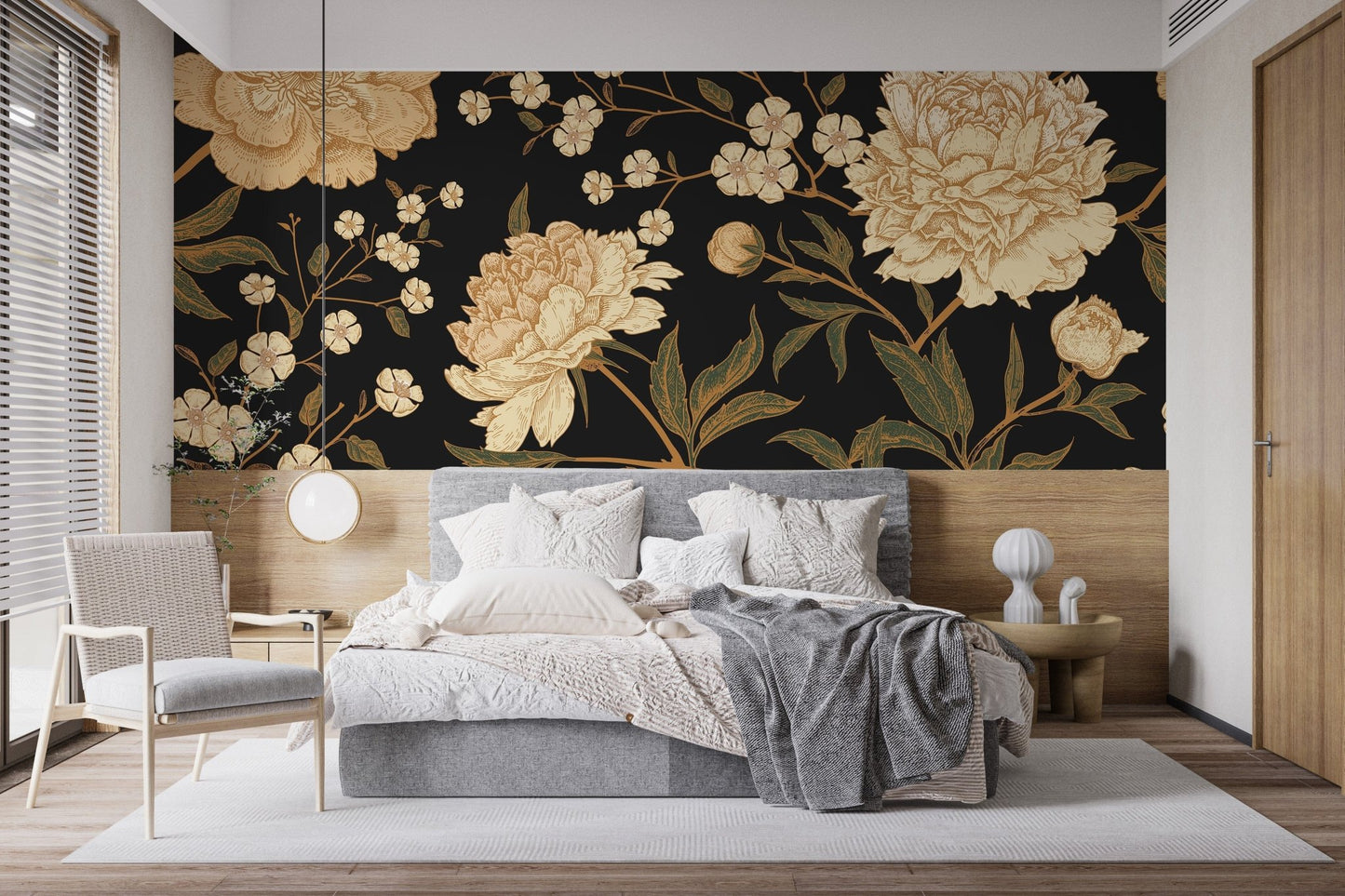 Dark Peony Flowers Wallpaper Murals - Giffywalls