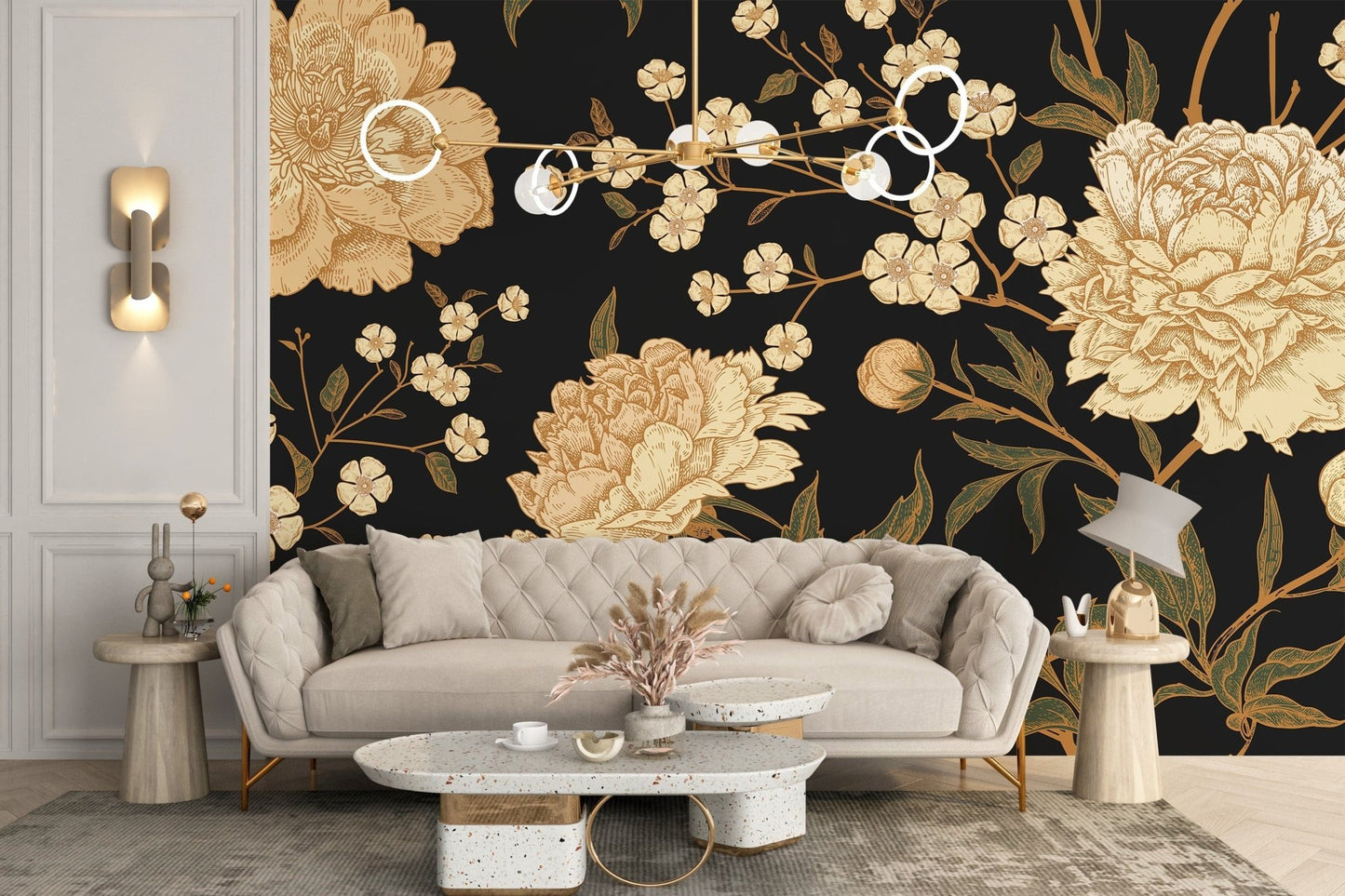 Dark Peony Flowers Wallpaper Murals - Giffywalls