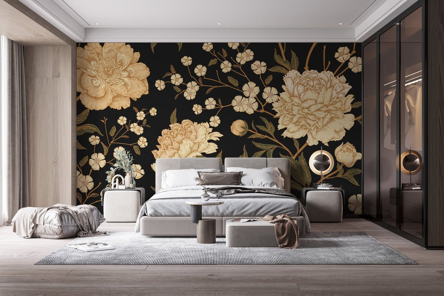 Dark Peony Flowers Wallpaper Murals - Giffywalls