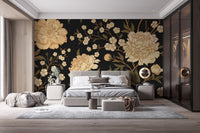 Dark Peony Flowers Wallpaper Murals - Giffywalls