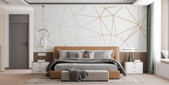 Gold polygonal geometric wall mural
 A998