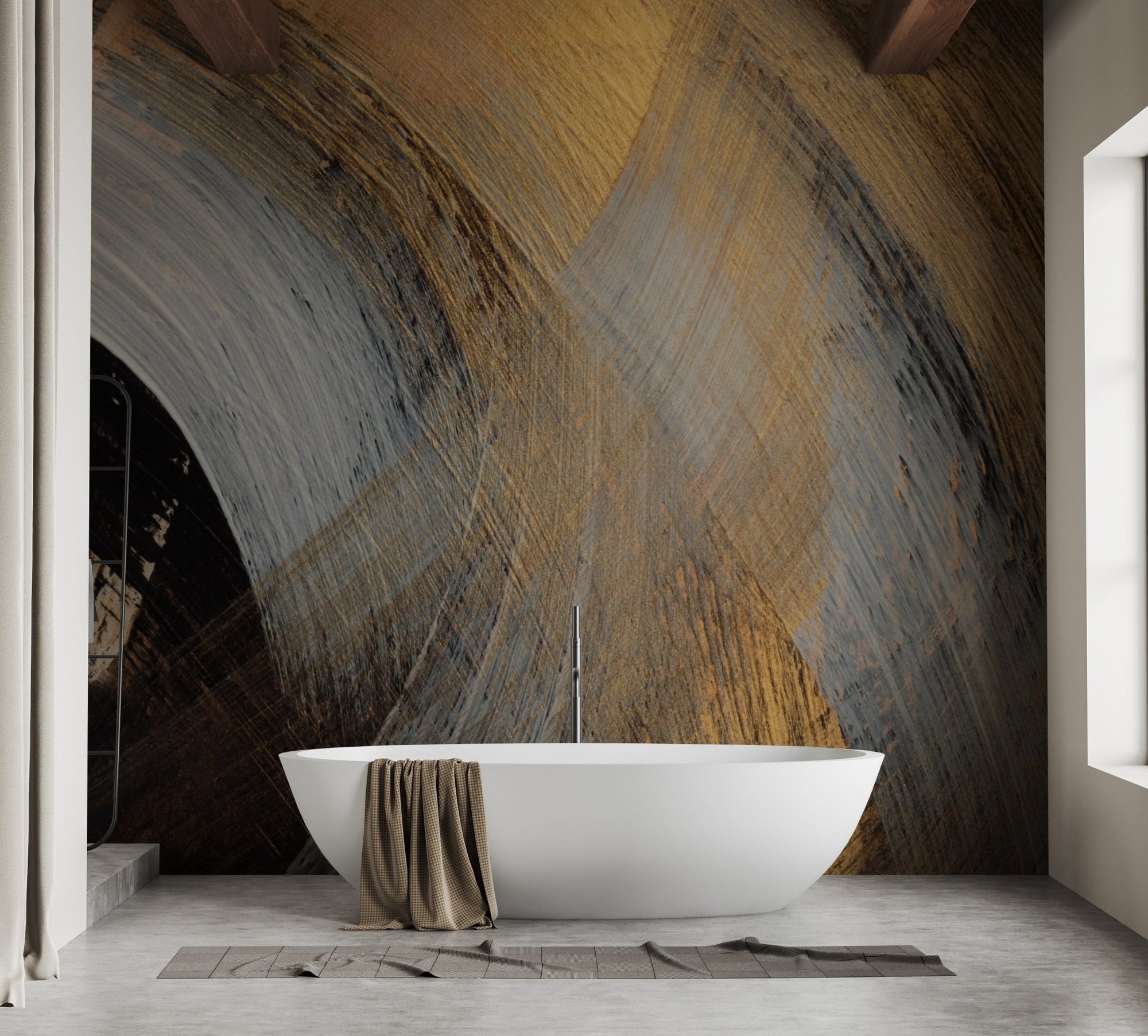 Elegant golden abstract wallpaper mural for modern walls., B314