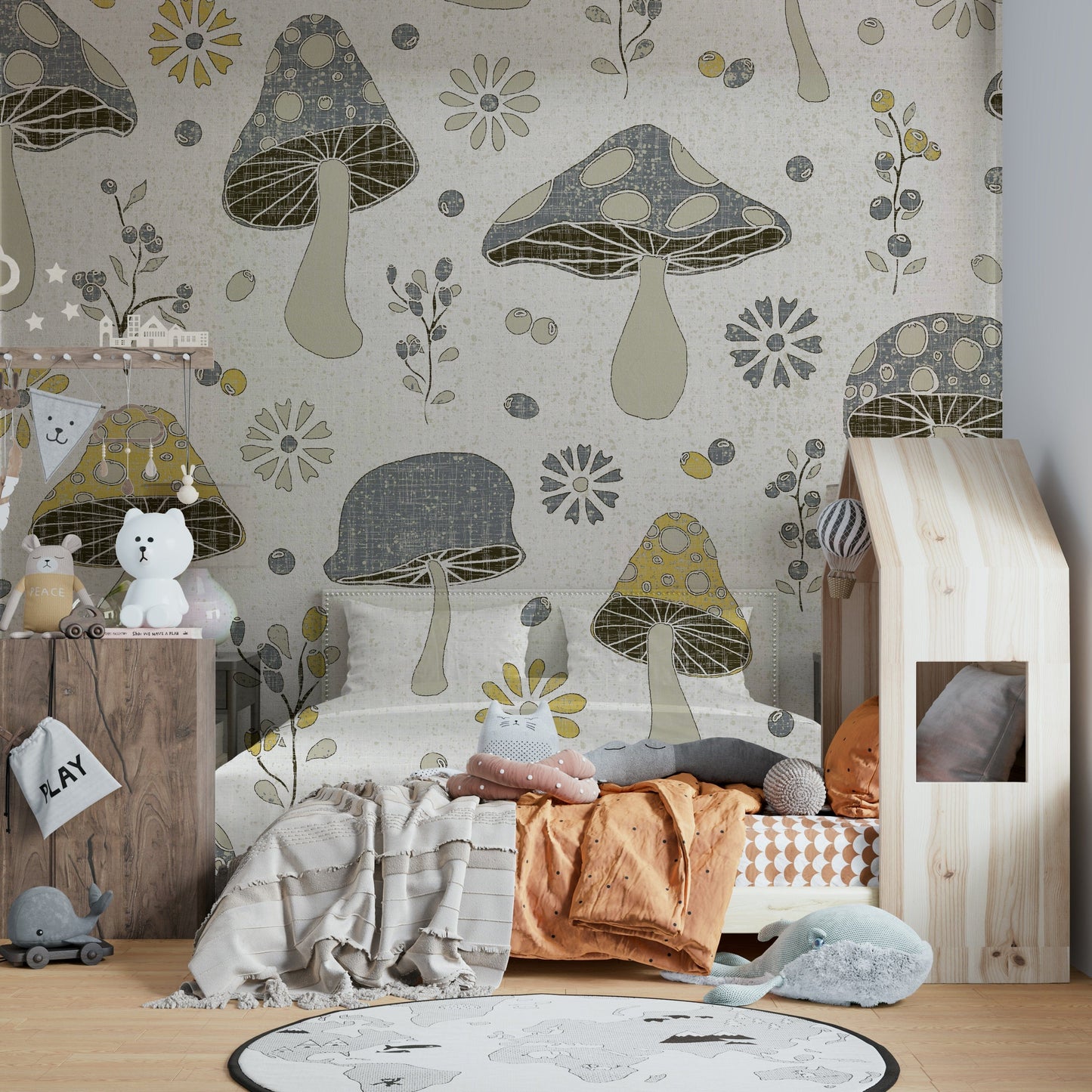 Nature-inspired mushroom wallpaper for walls

