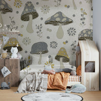 Nature-inspired mushroom wallpaper for walls


