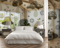 Soft golden and gray tones on wall mural

