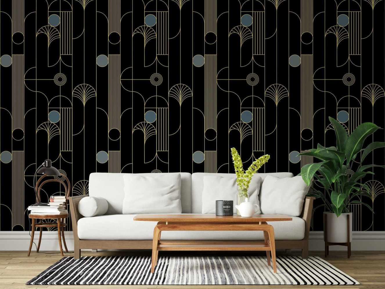 Golden Arcadia Harmony Deco Wallpaper⁠