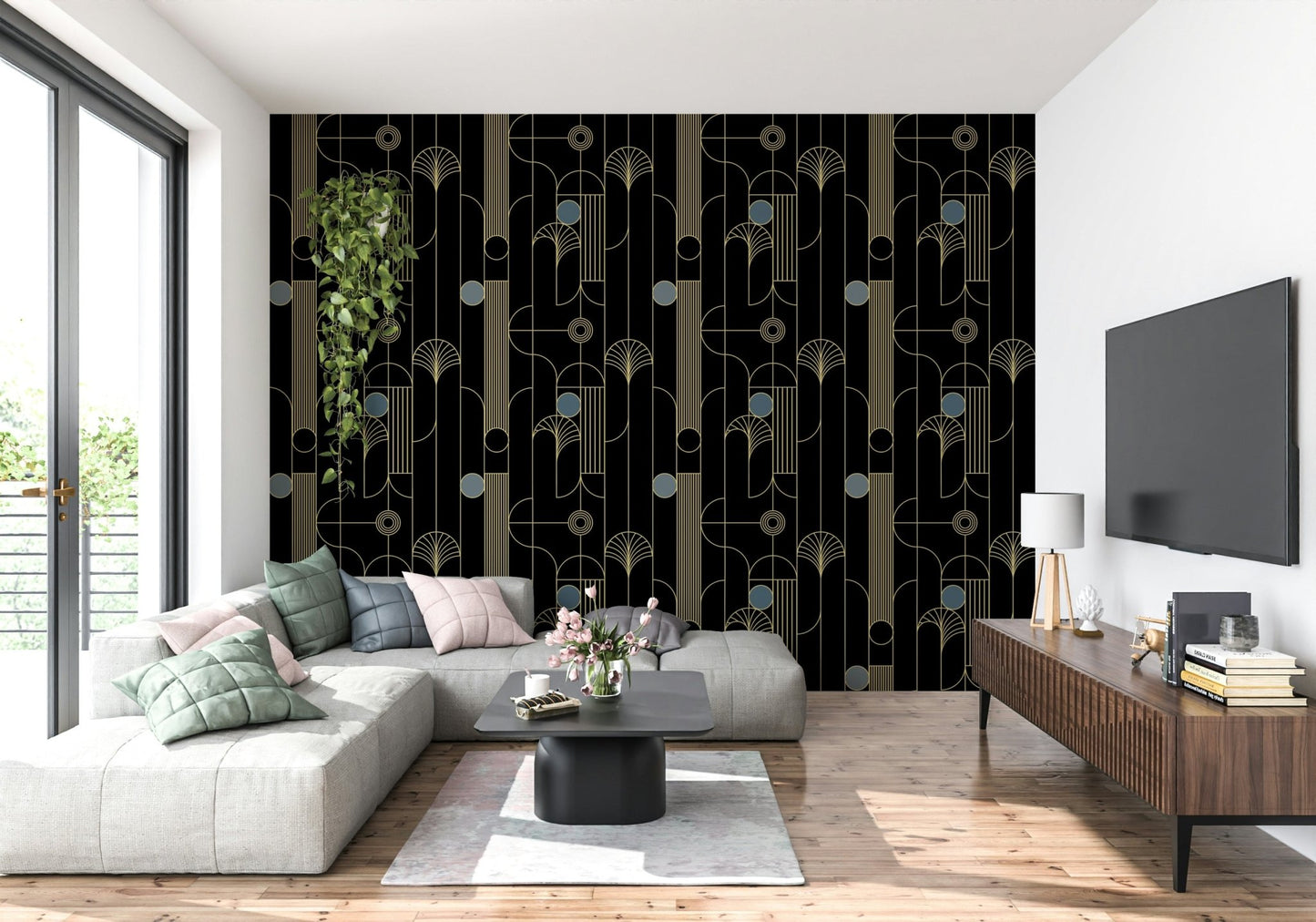 Golden Arcadia Harmony Deco Wallpaper⁠