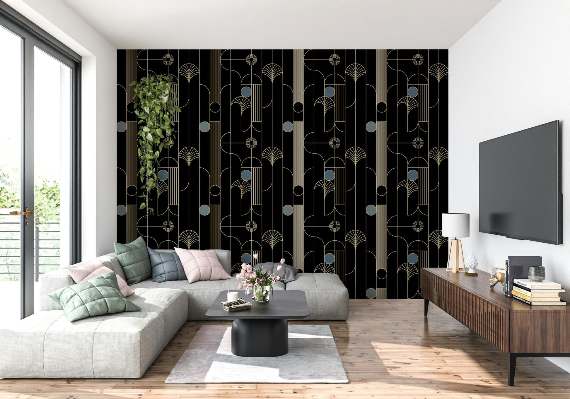 Golden Arcadia Harmony Deco Wallpaper⁠