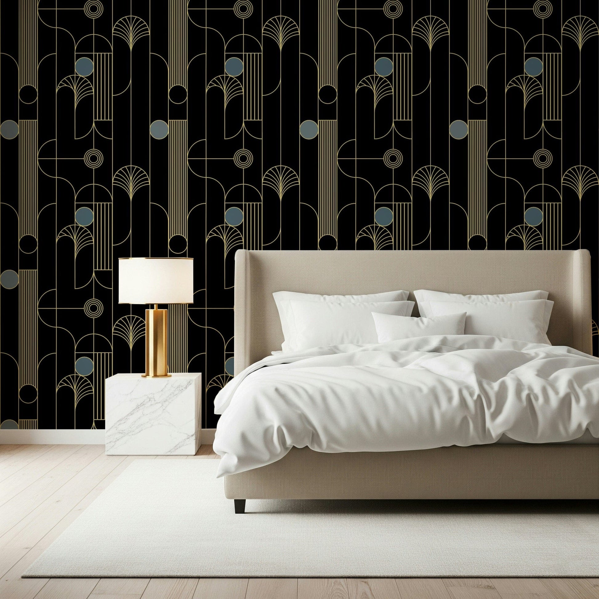 Golden Arcadia Harmony Deco Wallpaper⁠