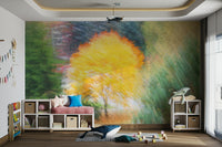 Golden Autumn Tree - Abstract Nature Photography - Vibrant Fall Colors Wall Mural