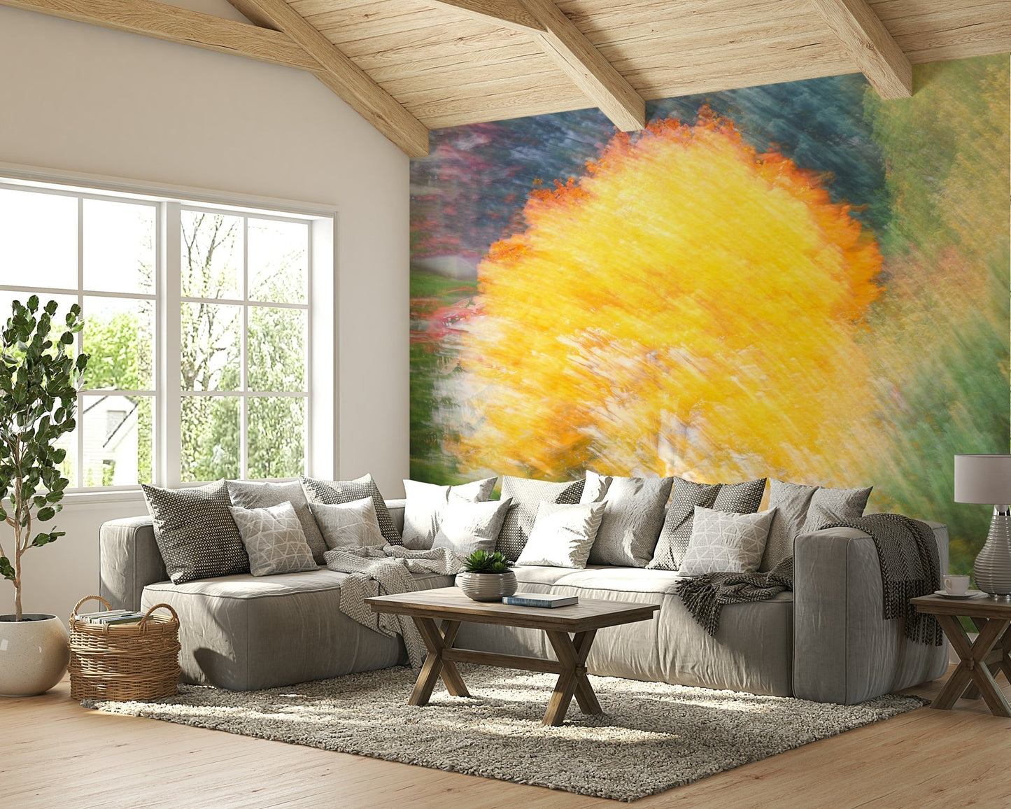 Golden Autumn Tree - Abstract Nature Photography - Vibrant Fall Colors Wall Mural