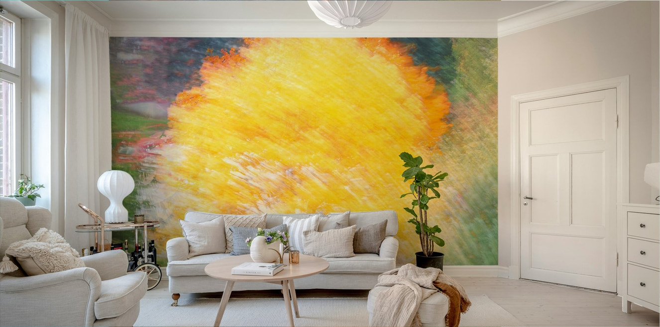 Golden Autumn Tree - Abstract Nature Photography - Vibrant Fall Colors Wall Mural