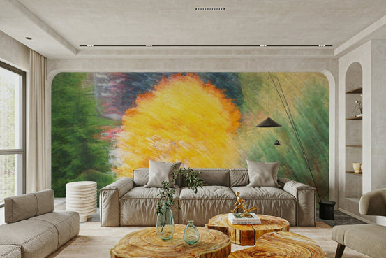 Golden Autumn Tree - Abstract Nature Photography - Vibrant Fall Colors Wall Mural