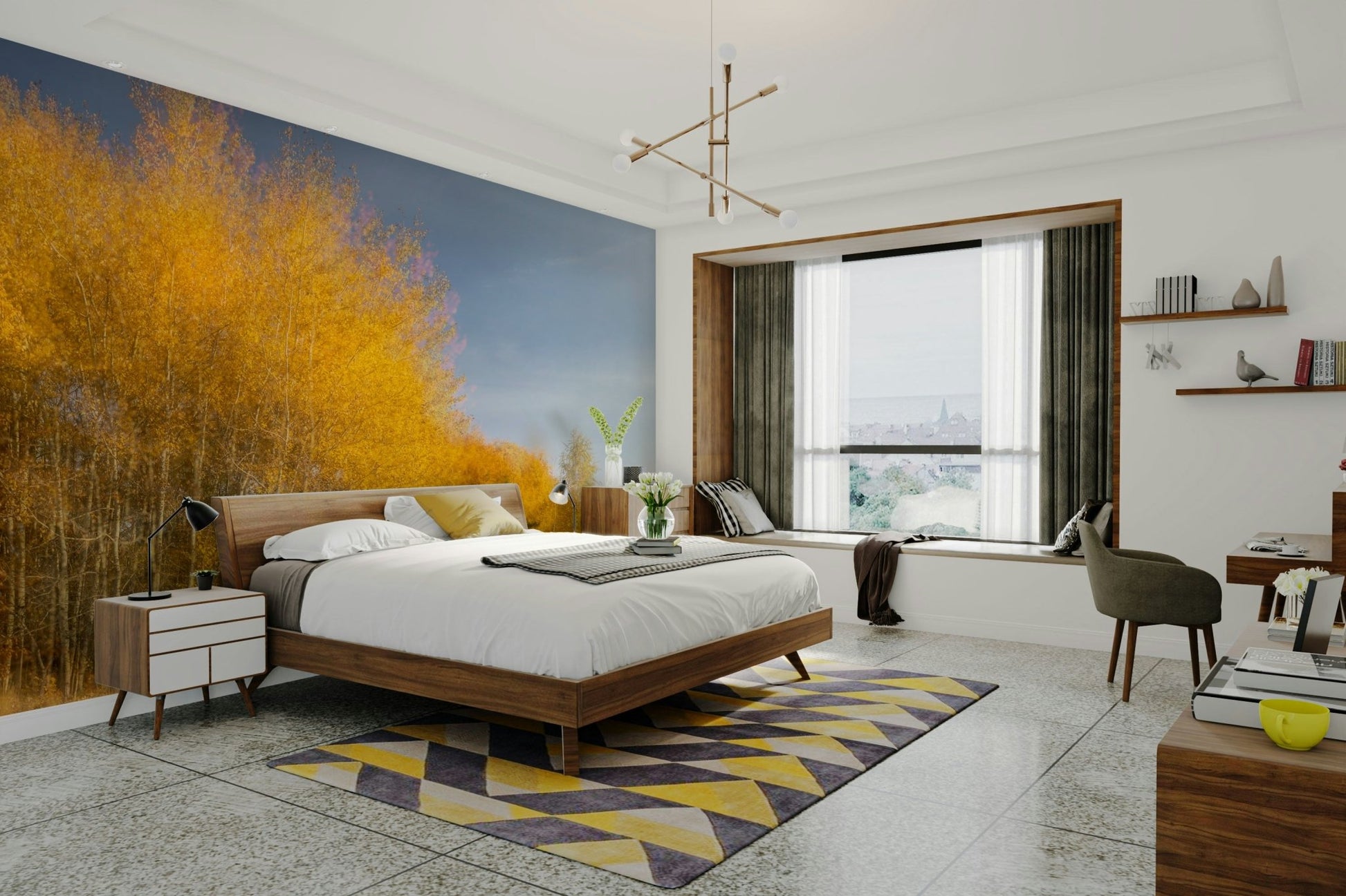 Captures the essence of a majestic autumn forest.
