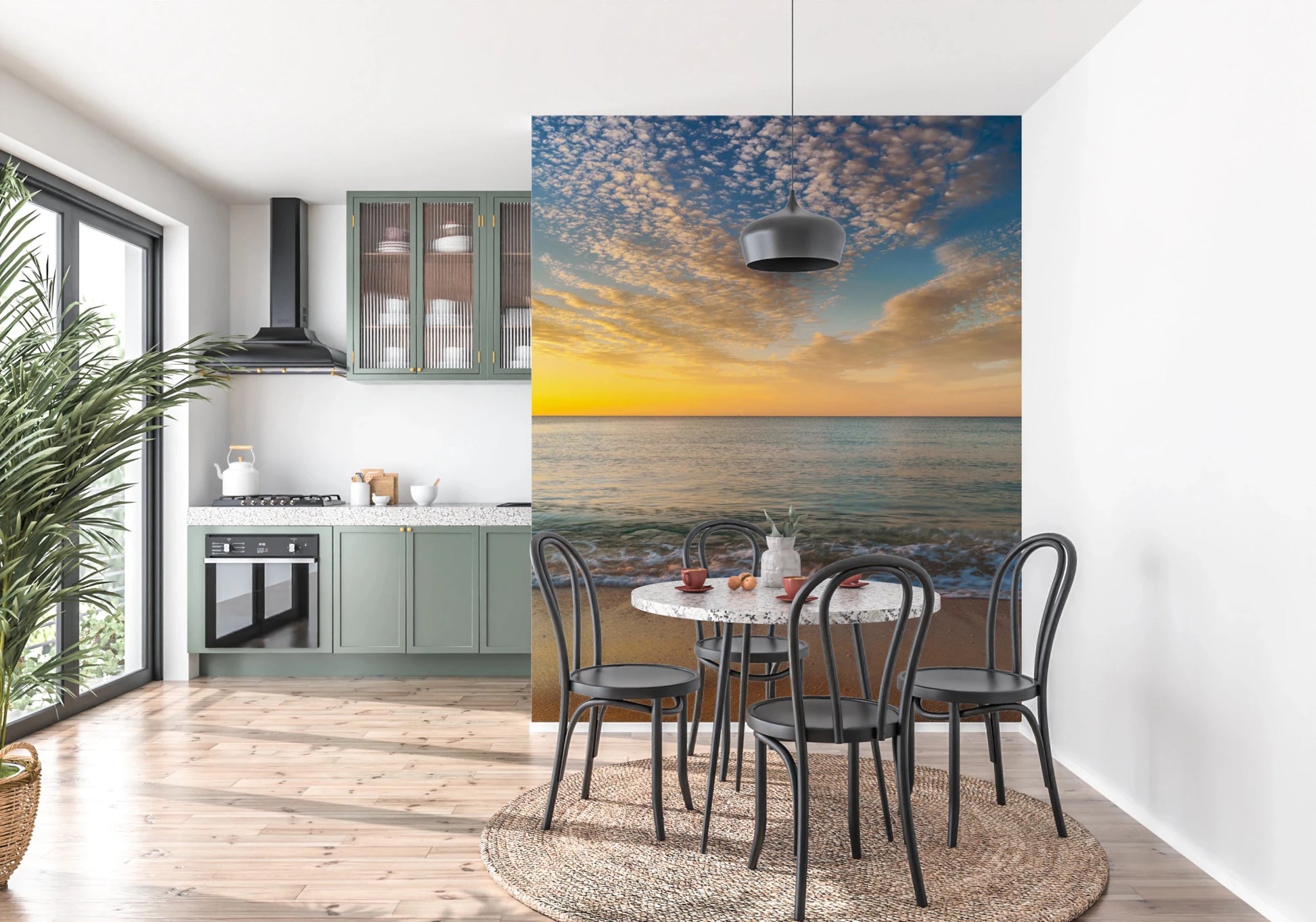 Golden Beach Sunrise Wall Mural for bedroom