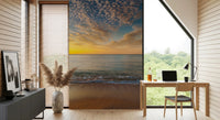 Soft waves beach sunrise wall mural artwork