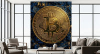 Golden Bitcoin Matrix Wall Mural