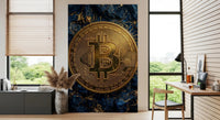 Golden Bitcoin Matrix Wall Mural
