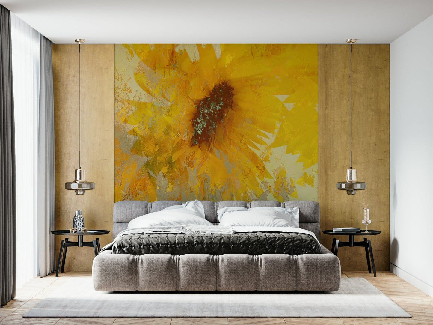 A contemplative floral pattern wallpaper mural for a feature wall., GD5257