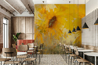 A graceful subtle bloom wall mural in soft, elegant tones., GD5257
