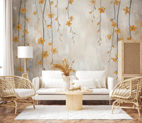 Hanging yellow flowers watercolor wall mural