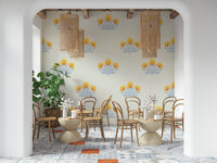 Golden Bloom exquisite traditional wallpaper pattern for a soft look.