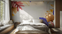 Golden Blue and Pink Leaves Wallpaper - Giffywalls tropical-17