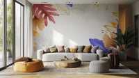 Golden Blue and Pink Leaves Wallpaper - Giffywalls tropical-17