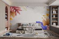 Golden Blue and Pink Leaves Wallpaper - Giffywalls tropical-17