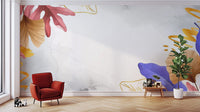 Golden Blue and Pink Leaves Wallpaper - Giffywalls tropical-17