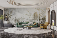 Golden botanical grass wallpaper design

