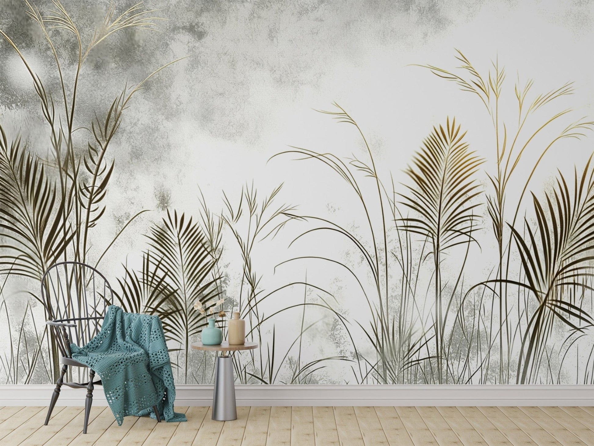 Luxurious gold botanical wallpaper
