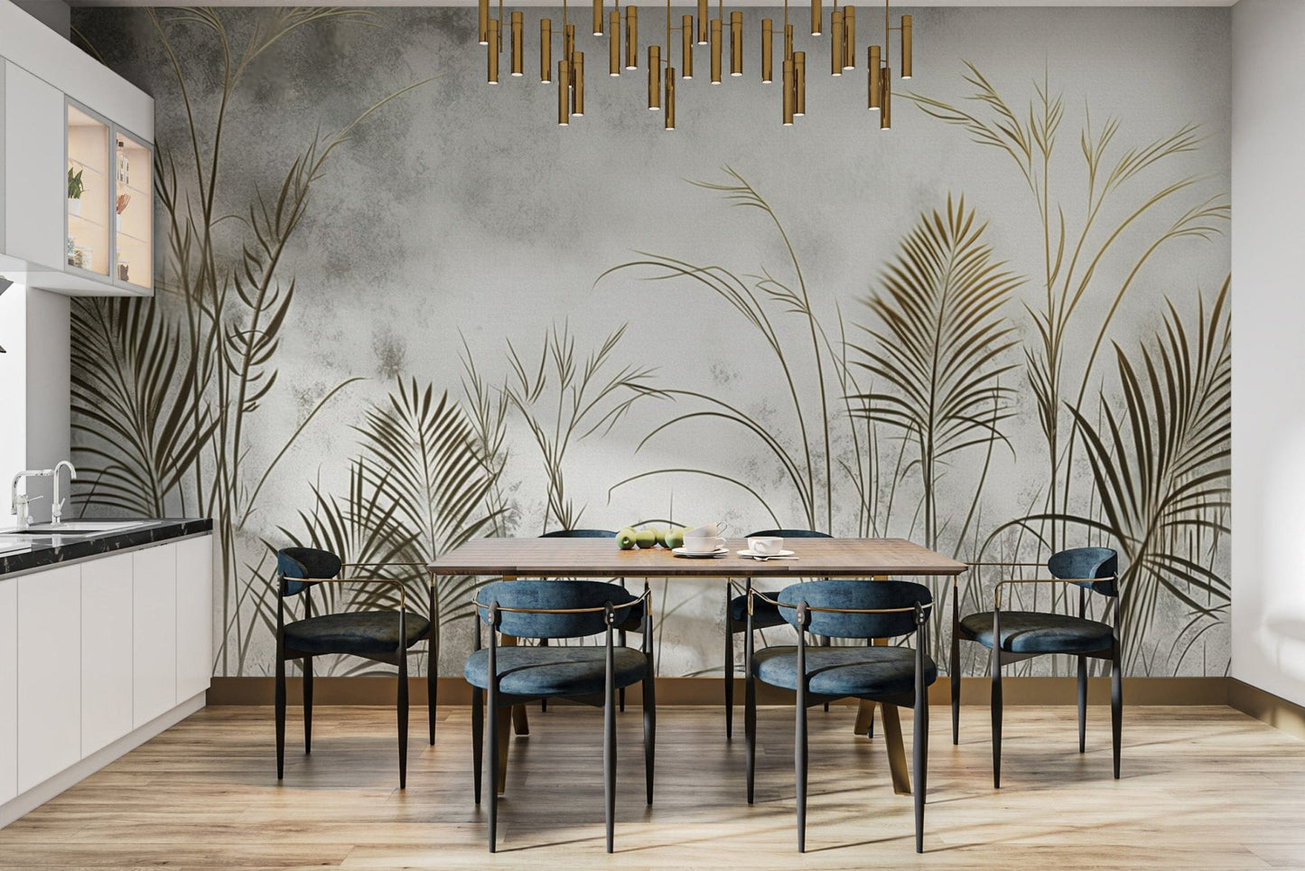 Contemporary golden grass wall decor
