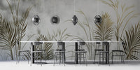 Metallic gold botanical wallpaper pattern
