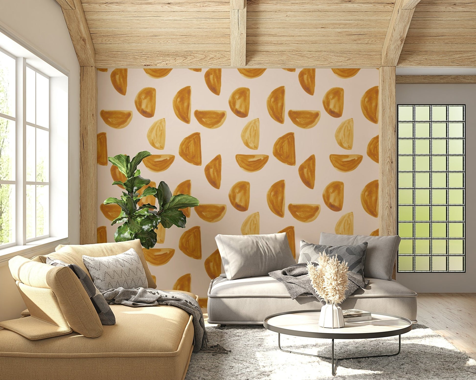 Hand-painted look Golden Brushstrokes Wallpaper for stylish spaces
