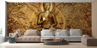 Golden Buddha Bas Relief Wall Mural - Giffywalls