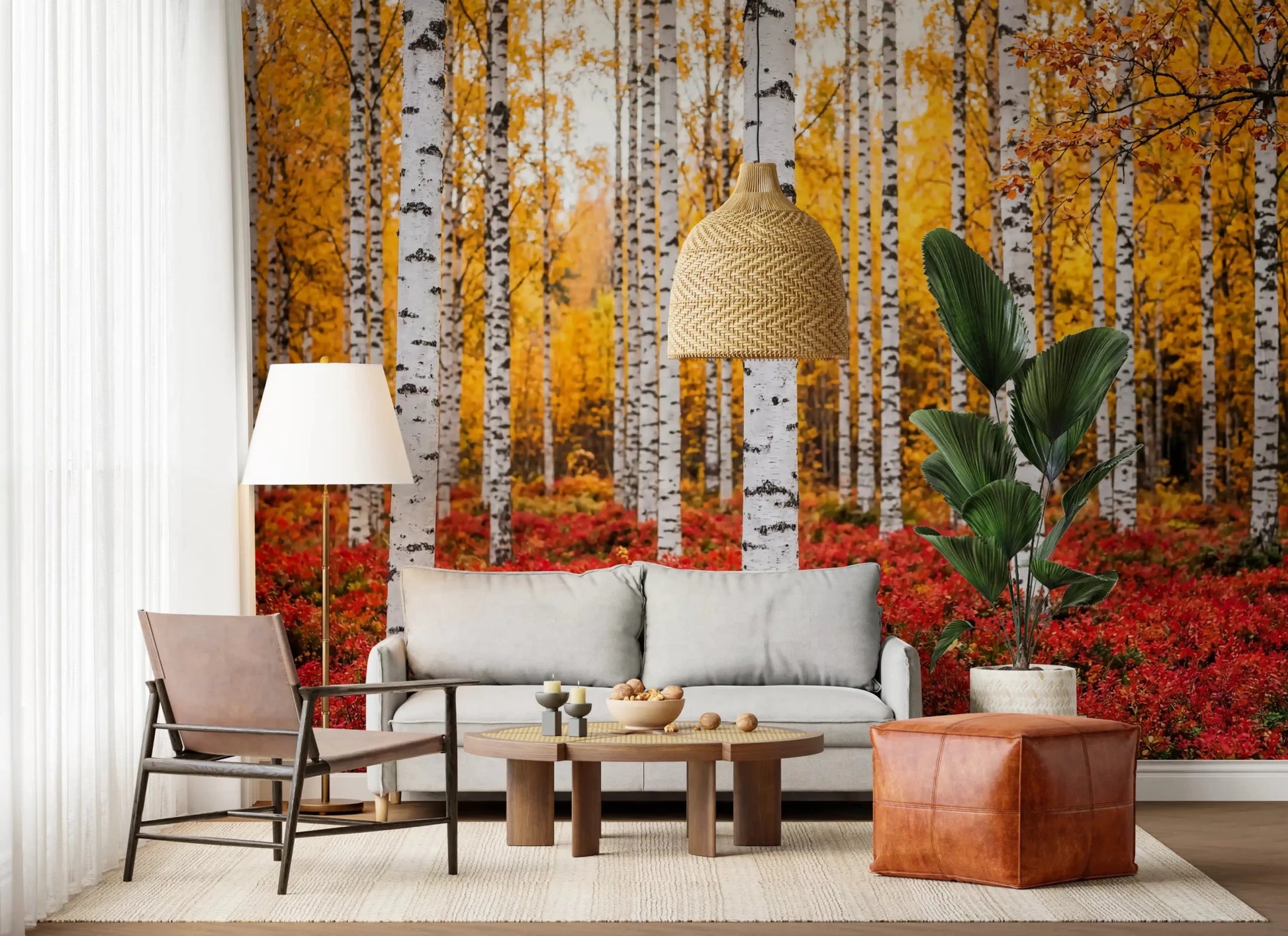 Hallway featuring Golden Canopy, Red Carpet wall mural and golden foliage