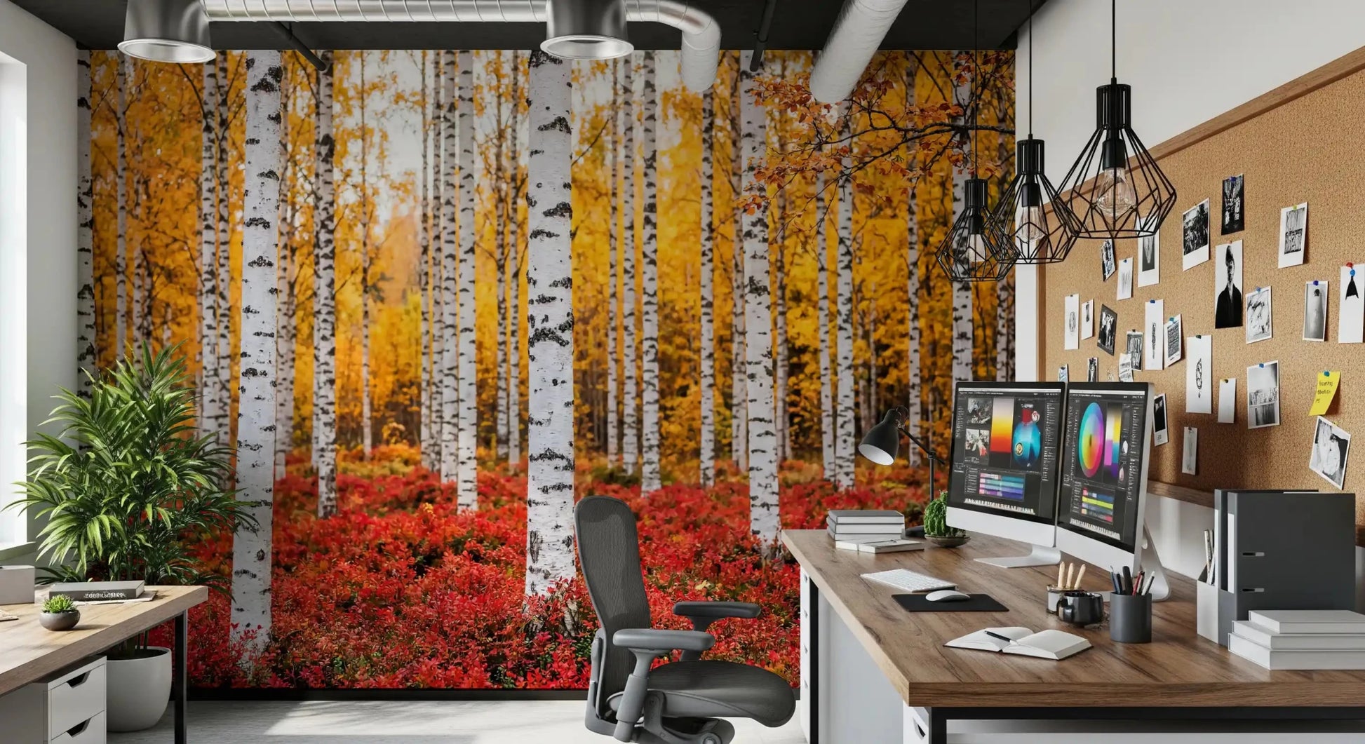 Bright forest color defines Golden Canopy, Red Carpet wall mural beautifully