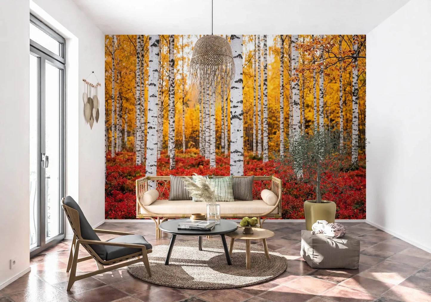 Golden Canopy, Red Carpet wall mural with vivid red ground cover