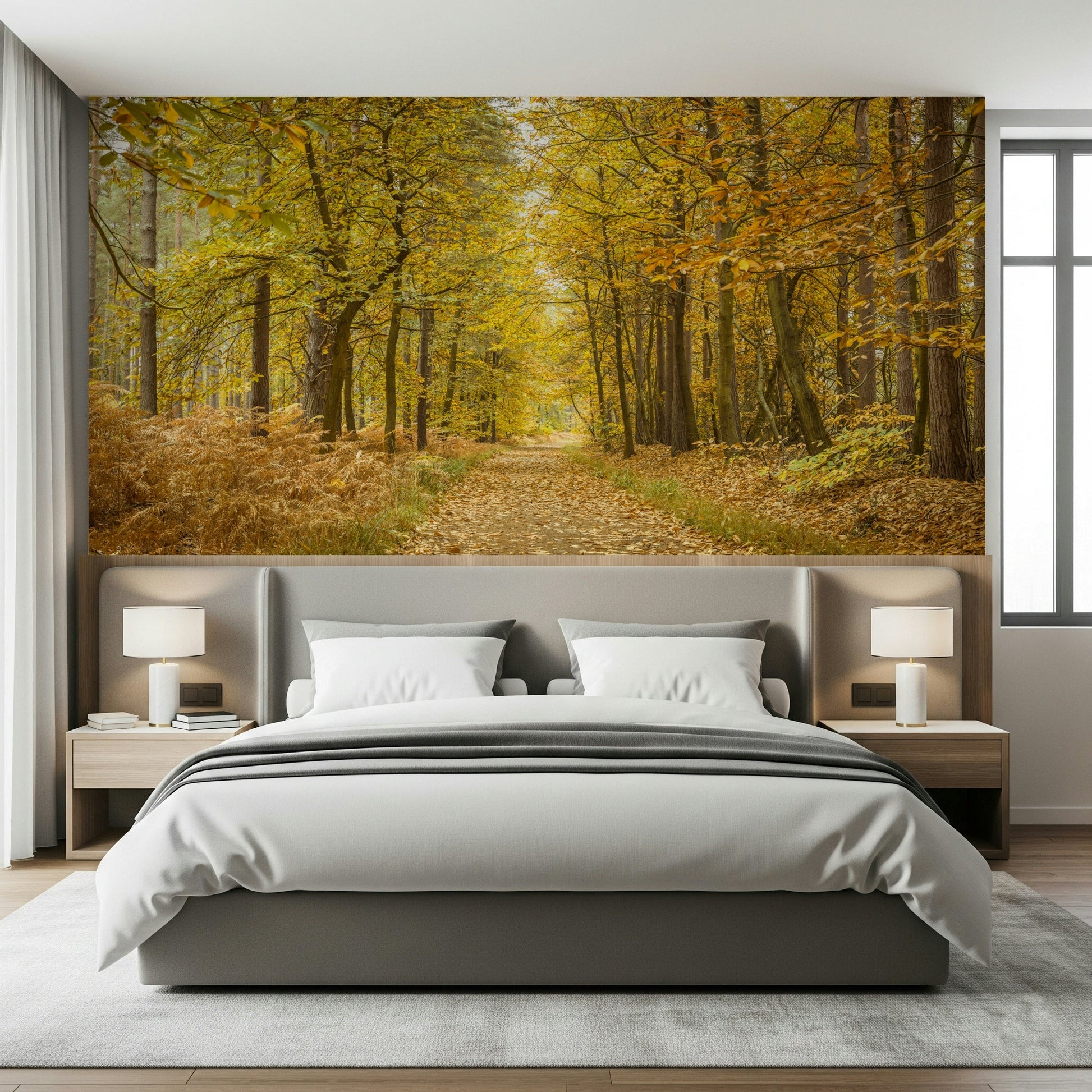 Ethereal mist effect on the Golden Canopy Trail Wall Mural.