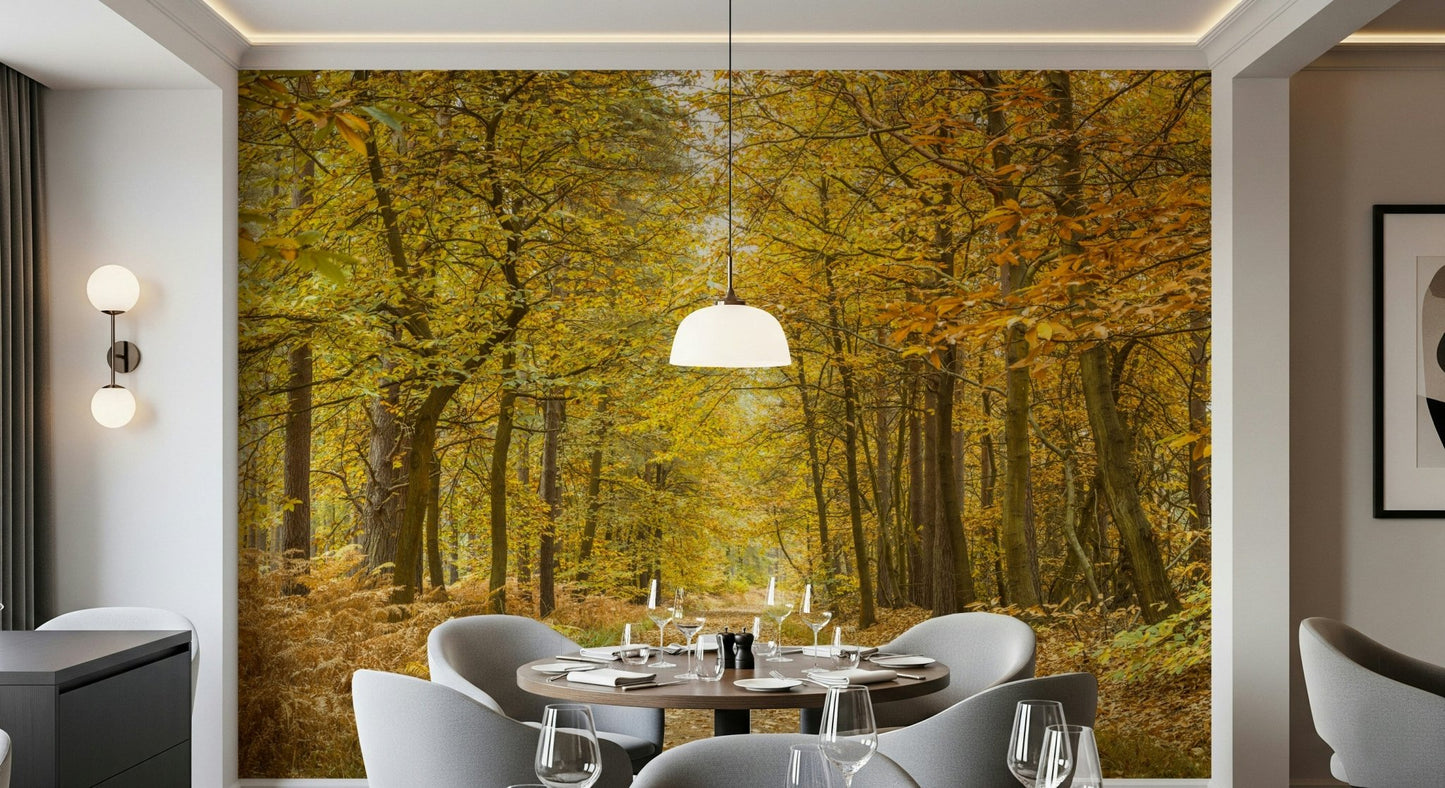 Inspiring home office featuring Golden Canopy Trail Wall Mural.