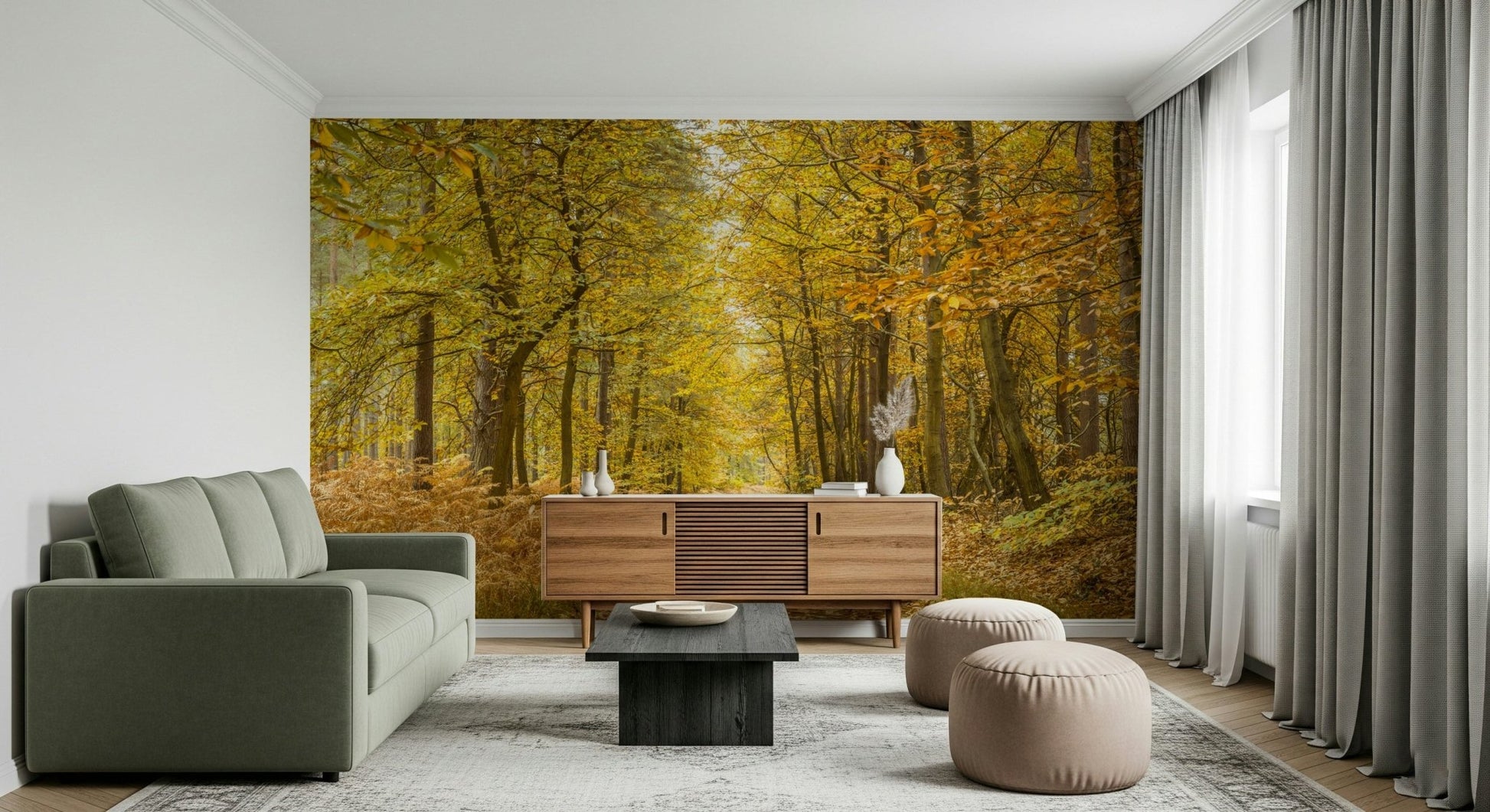 Sunlit rays element on Golden Canopy Trail Wall Mural design.