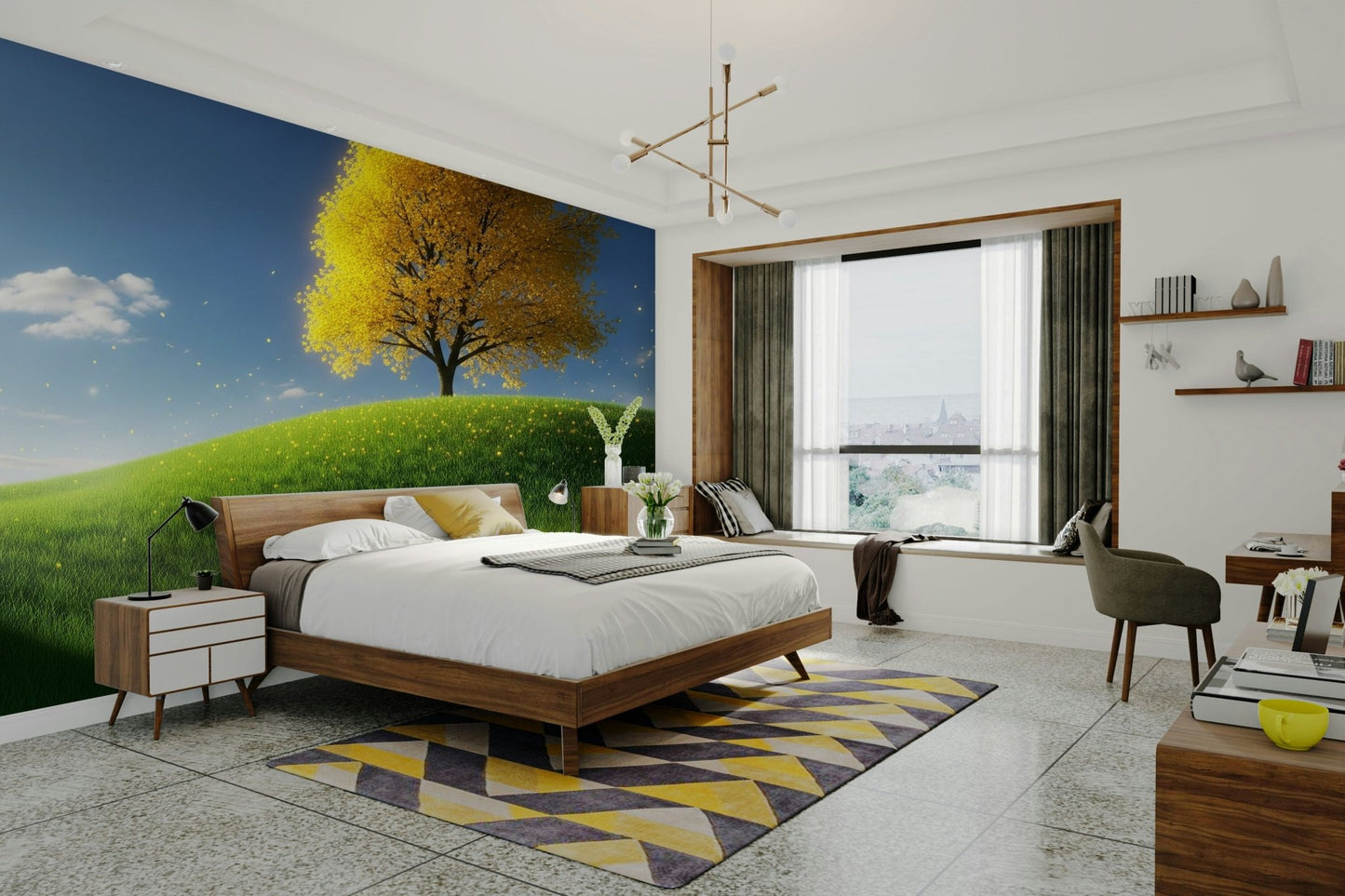 An artistic nature inspired mural for home decor.

