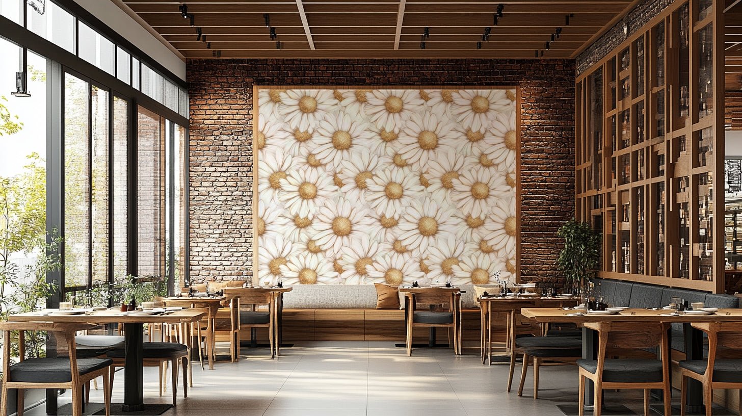 Golden daisy wallpaper with a poetic design, GD1740