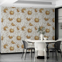 Golden daisy wallpaper creating a warm vibe


