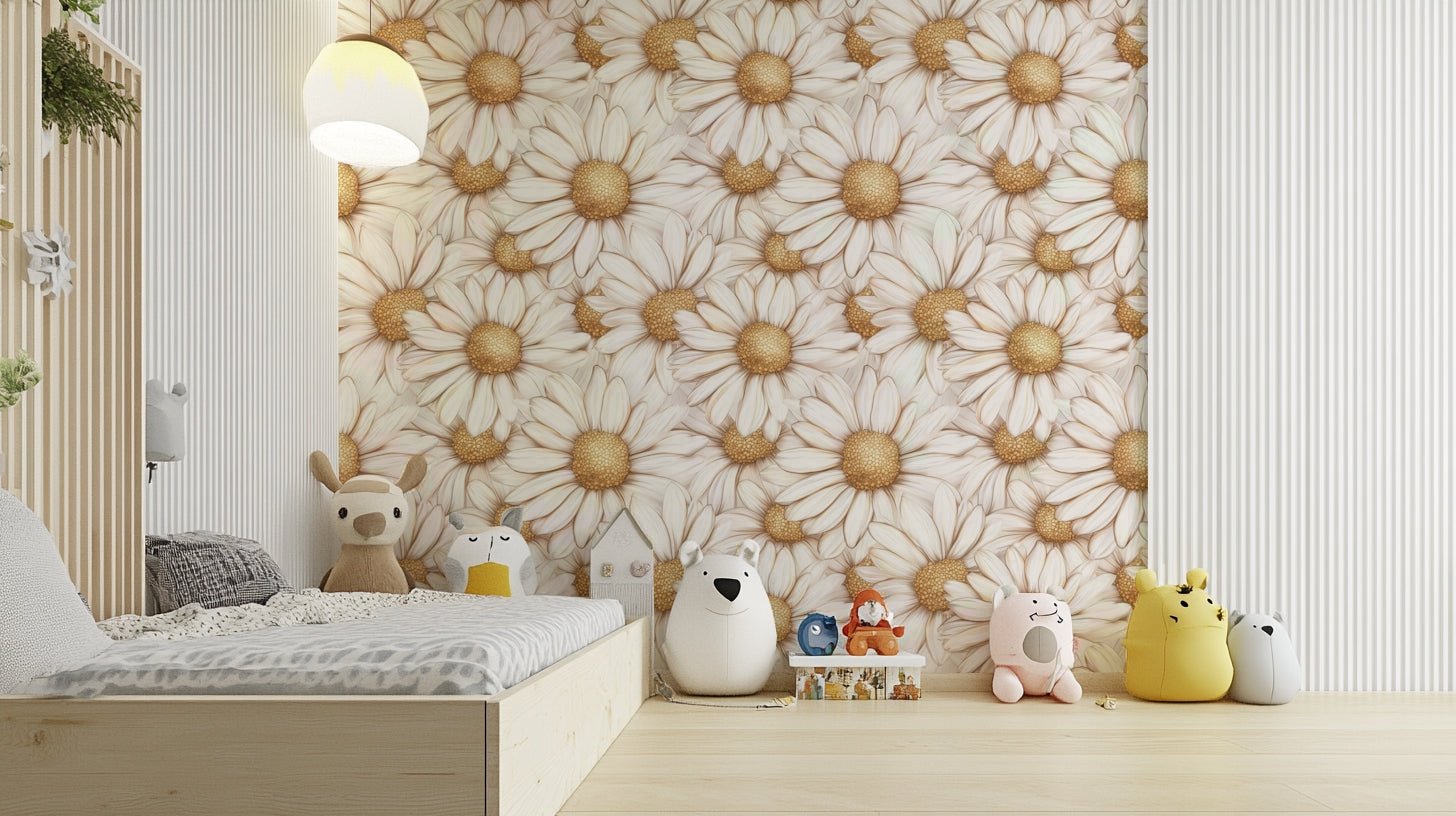 Nature-inspired golden daisy wallpaper design

