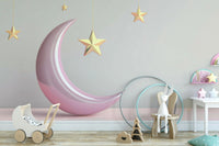 Golden Dreams Under a Pink Moon wall mural for dreamy decor

